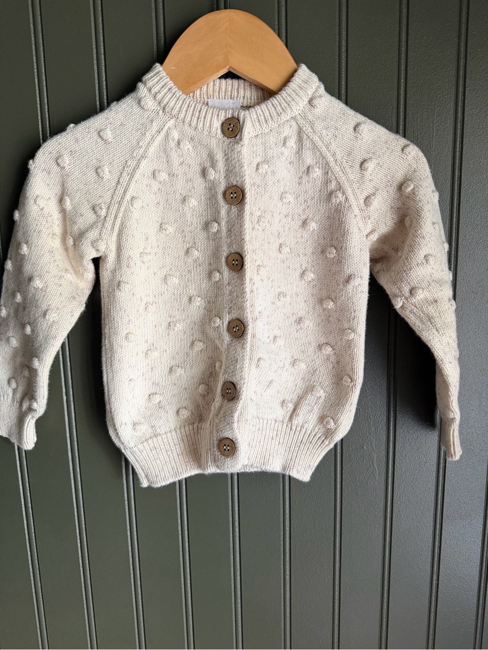 Jamie Kay Cream and Purple Bobble Knit Button-Front Cardigan
